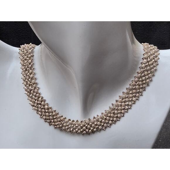 VTG Tribal Etruscan Revival Sterling Silver Cannetille Filigree Ball Necklace 16 - Picture 1 of 9